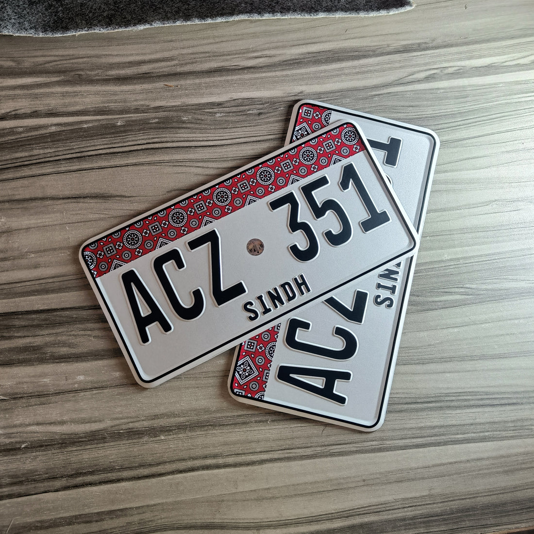 Embossed Sindh Ajrak Number Plate